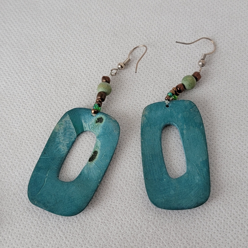 Bead Drop Earrings Rounded Rectangle - Picture 5 of 5